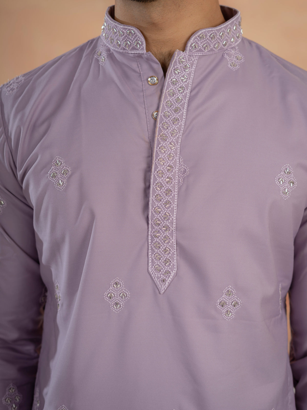 Lavender Soft Cotton Kurta Set with Traditional Butta Work
