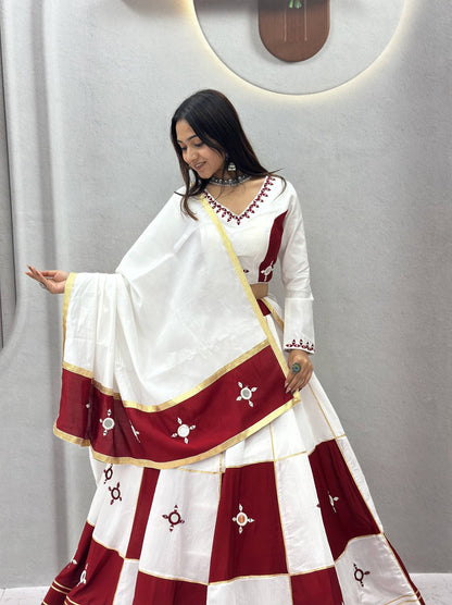 Garba Special Cotton Mirror Gota Patti Lehenga Set | Tulip Designer