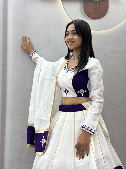 Garba Special Cotton Mirror Gota Patti Lehenga Set | Tulip Designer