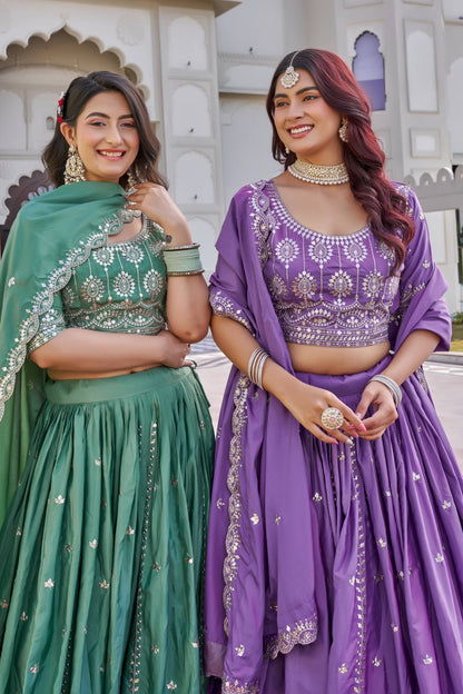 Luxury Crepe Silk Embroidered Lehenga Choli Set with Dupatta