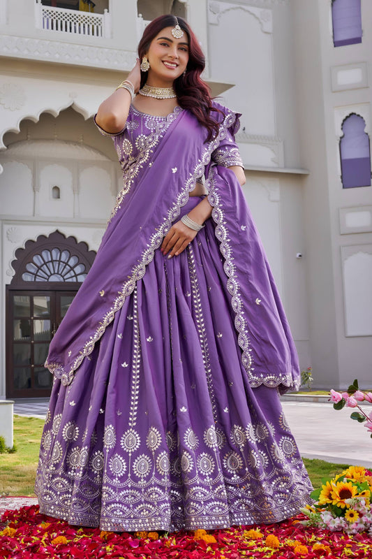 Luxury Crepe Silk Embroidered Lehenga Choli Set with Dupatta