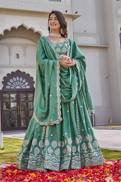 Luxury Crepe Silk Embroidered Lehenga Choli Set with Dupatta
