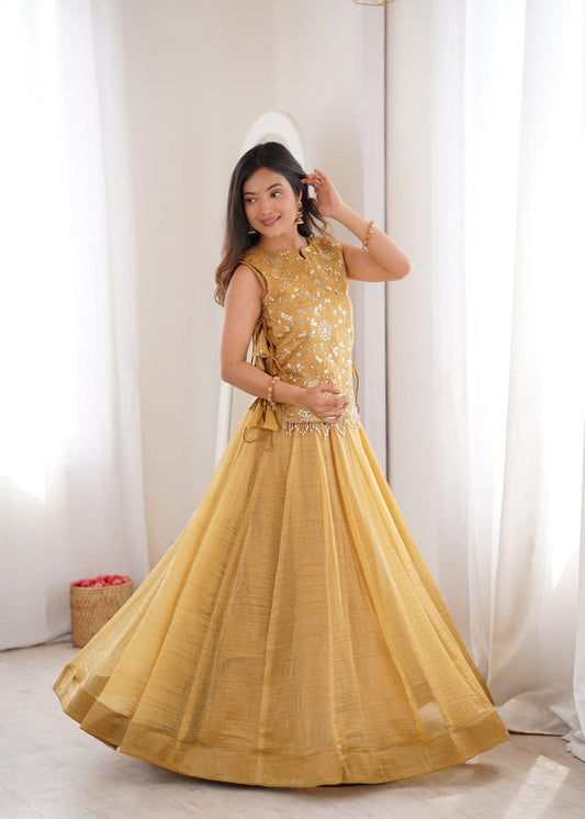 Festive Wear Salsa Crush Designer Lehenga Set with Zari Work Koti