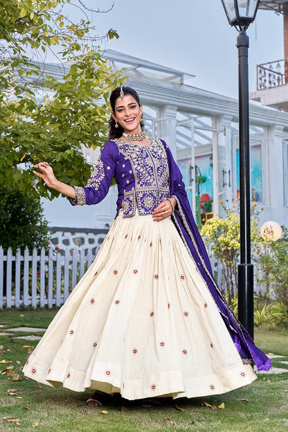 Elegant Tissue Silk Lehenga with Embroidered Kurti & Dupatta Set 