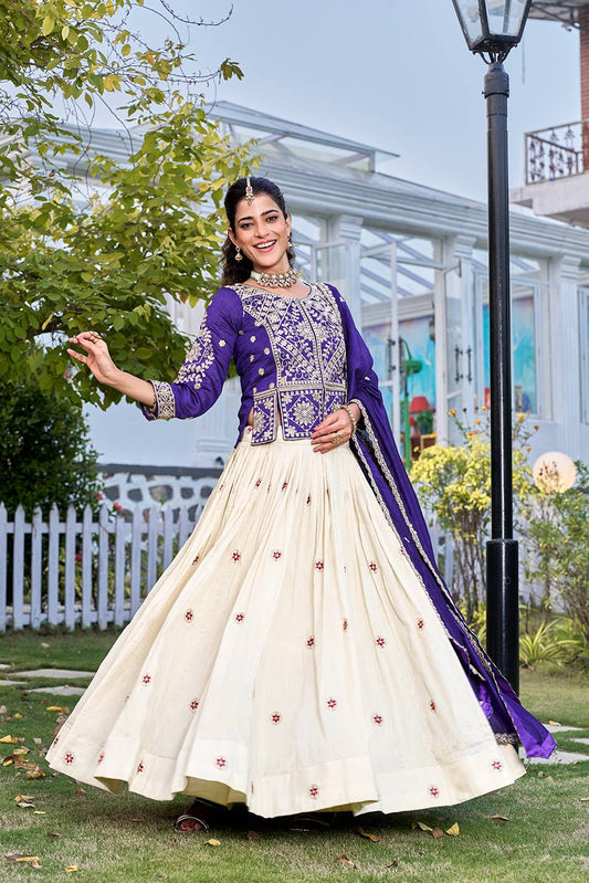 Elegant Tissue Silk Lehenga with Embroidered Kurti & Dupatta Set 