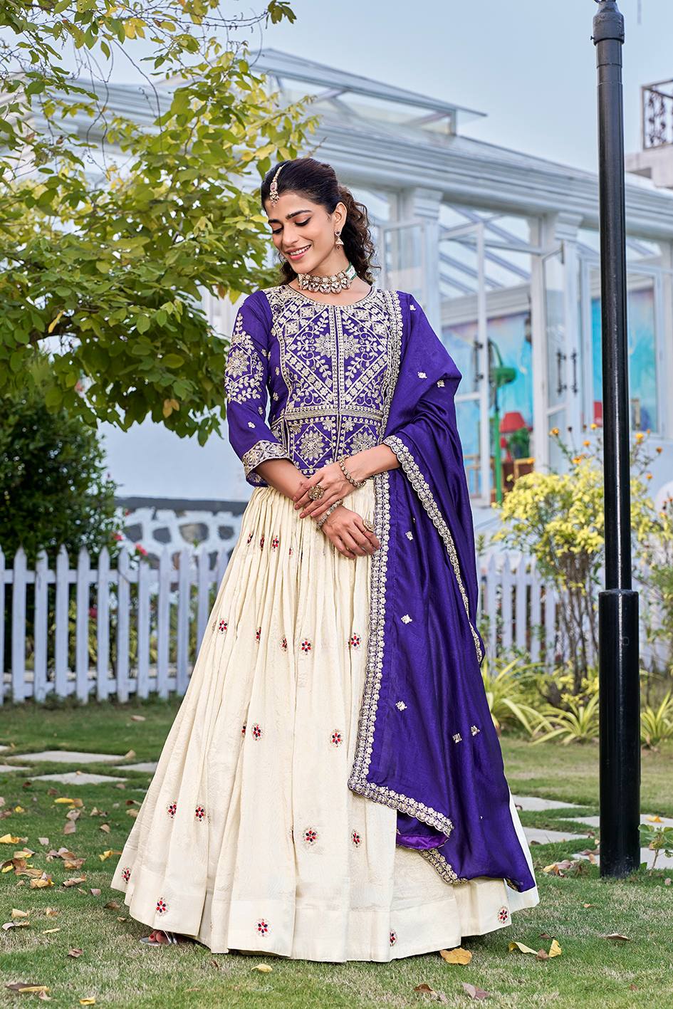 Elegant Tissue Silk Lehenga with Embroidered Kurti & Dupatta Set