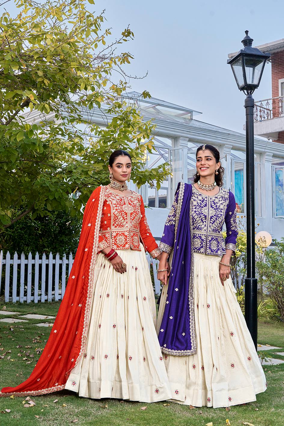 Elegant Tissue Silk Lehenga with Embroidered Kurti & Dupatta Set