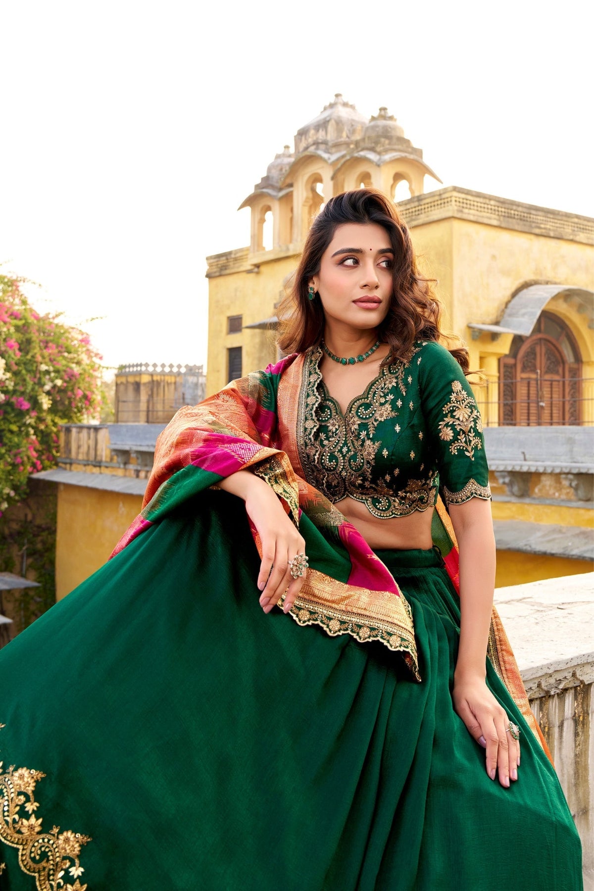 Elegant Vichitra Silk Embroidery Lehenga Choli