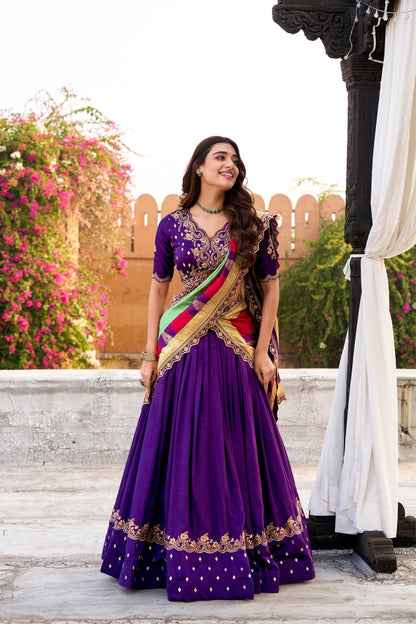 Elegant Vichitra Silk Embroidery Lehenga Choli