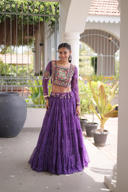 Navratri Festival Faux Georgette Bandhani Print Lehenga Choli 