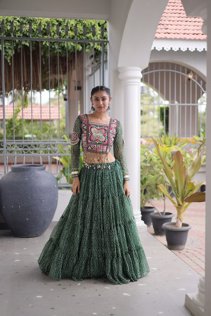 Navratri Festival Faux Georgette Bandhani Print Lehenga Choli 