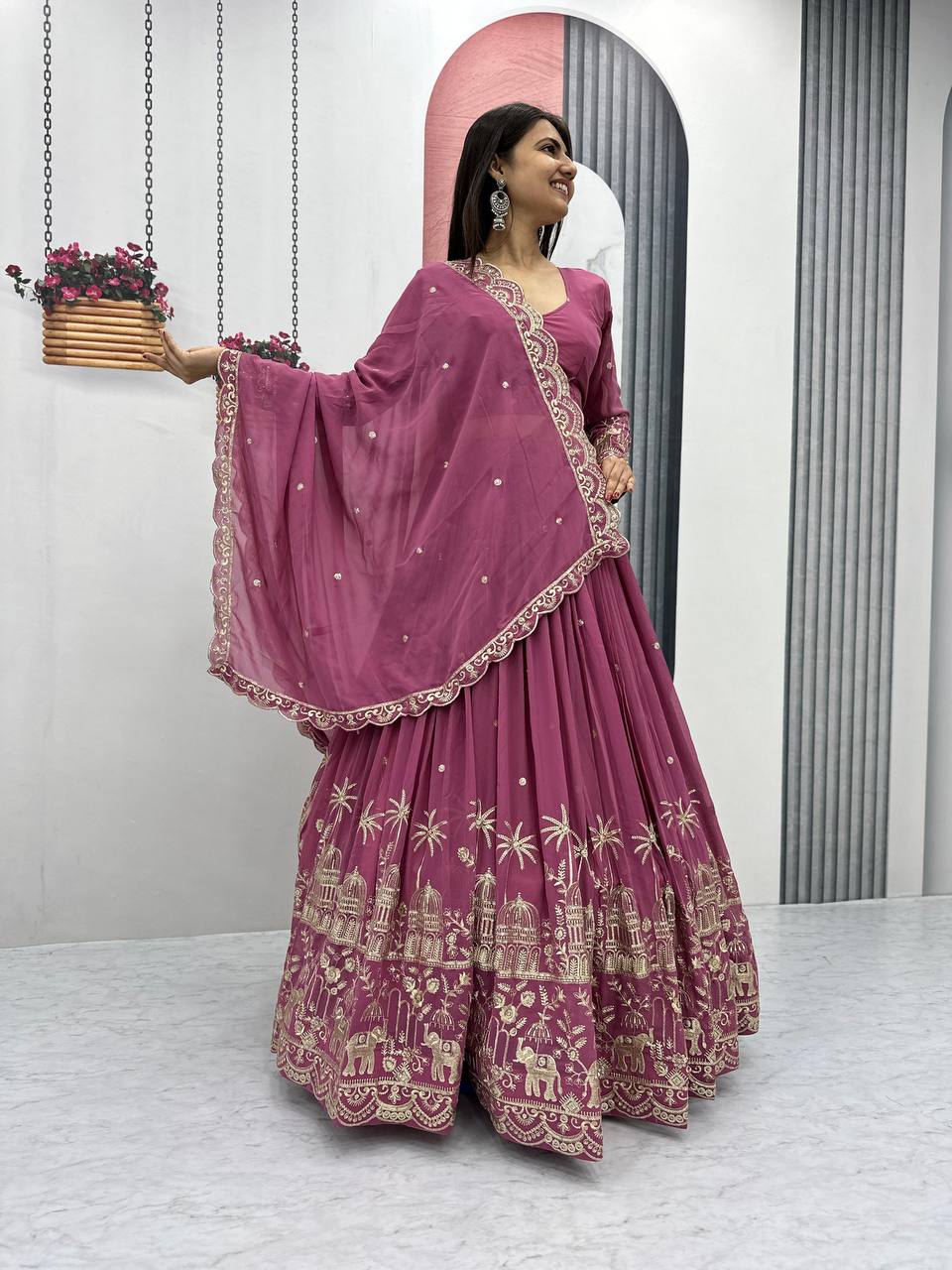 Premium Faux Georgette Ready to Wear Lehenga Choli With Heavy Embroidery Sequence Work 