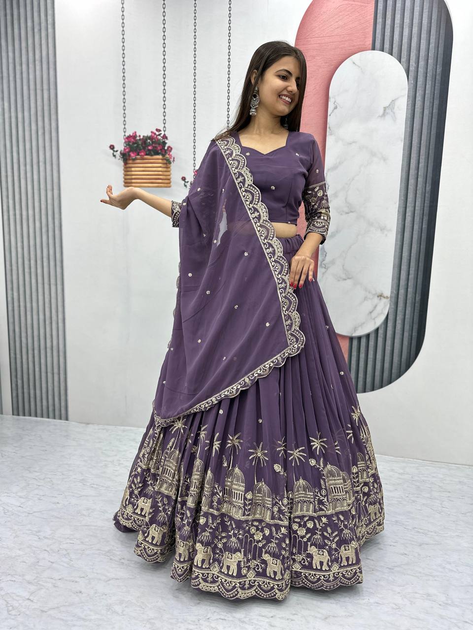 Premium Faux Georgette Ready to Wear Lehenga Choli With Heavy Embroidery Sequence Work 