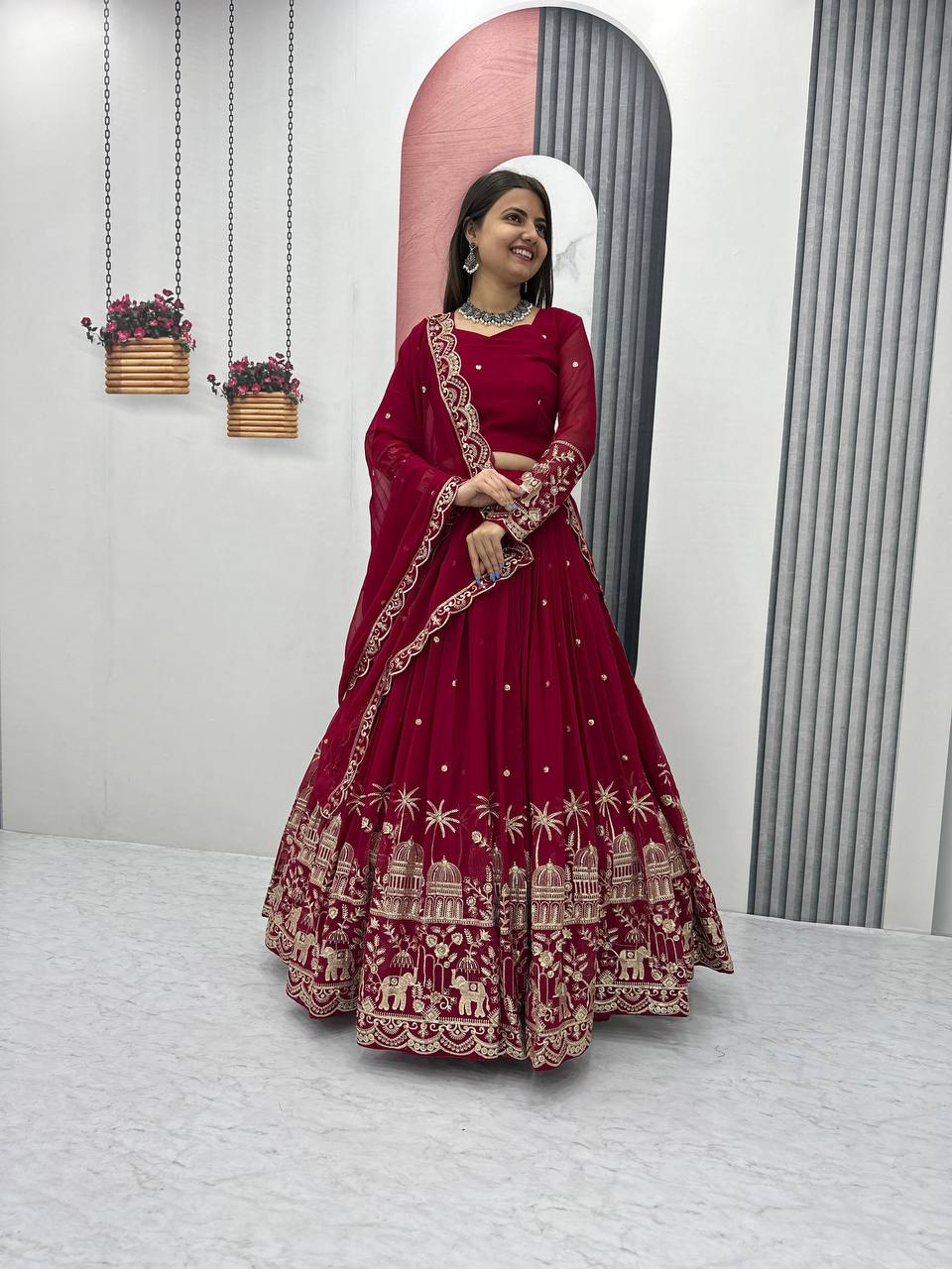 Premium Faux Georgette Ready to Wear Lehenga Choli With Heavy Embroidery Sequence Work 