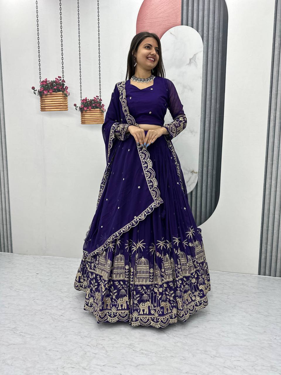 Premium Faux Georgette Ready to Wear Lehenga Choli With Heavy Embroidery Sequence Work 
