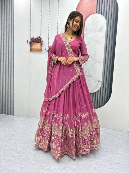 Premium Faux Georgette Ready to Wear Lehenga Choli With Heavy Embroidery Sequence Work