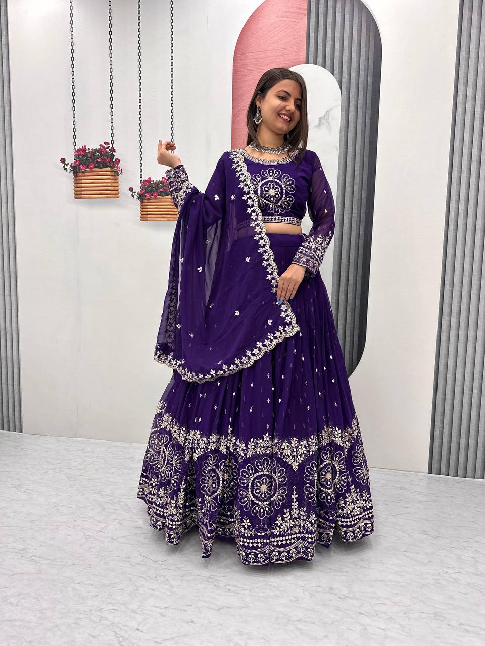 Beautiful Faux Georgette Ready to Wear Lehenga Choli 