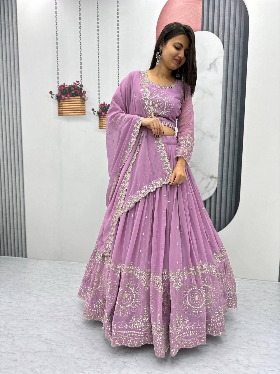 Beautiful Faux Georgette Ready to Wear Lehenga Choli 