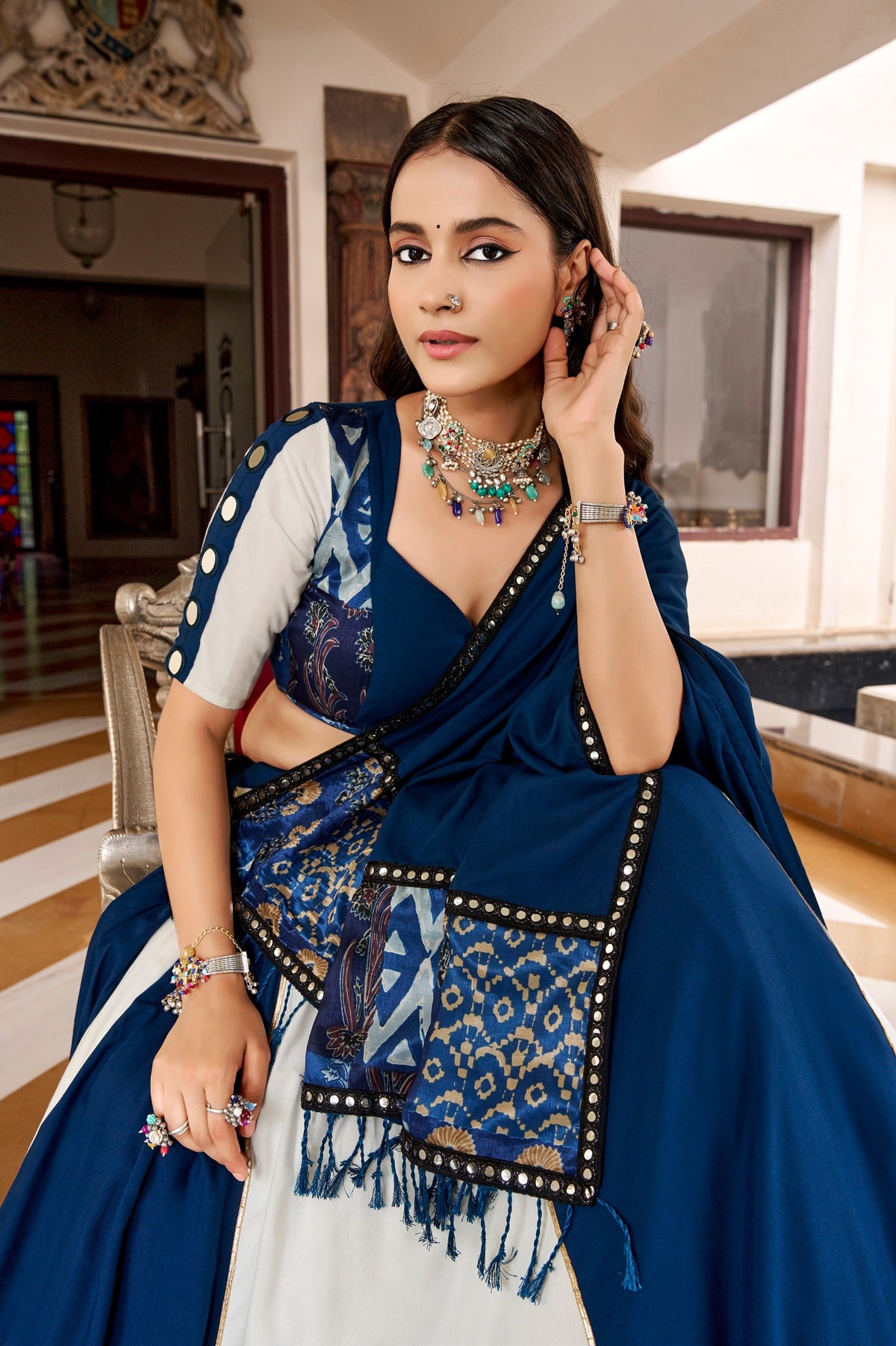 Festive Printed Mirror Lehenga Set | Tulip Designer