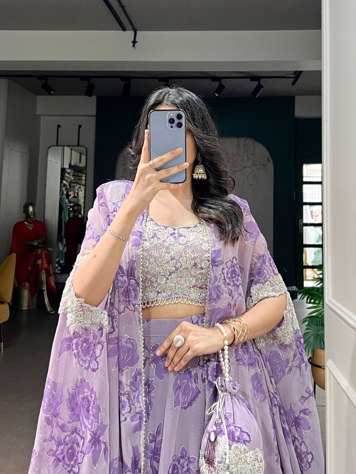 Soft Pastel Georgette Heavy Embroidery Lehenga Set With Batwa
