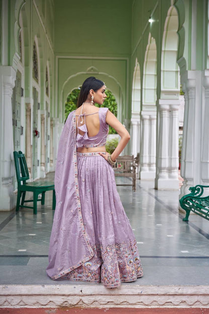 Festive Gold Crush Embroidery Sequin Lehenga Set | Tulip Designer
