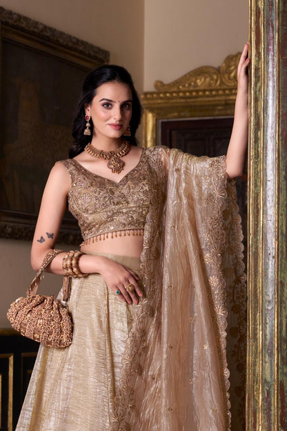 Gold Crush Elegant Lehenga Choli Set With Dupatta