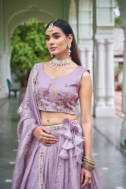 Designer Gold Crush Fabric with Rich Thread & Sequin Lehenga