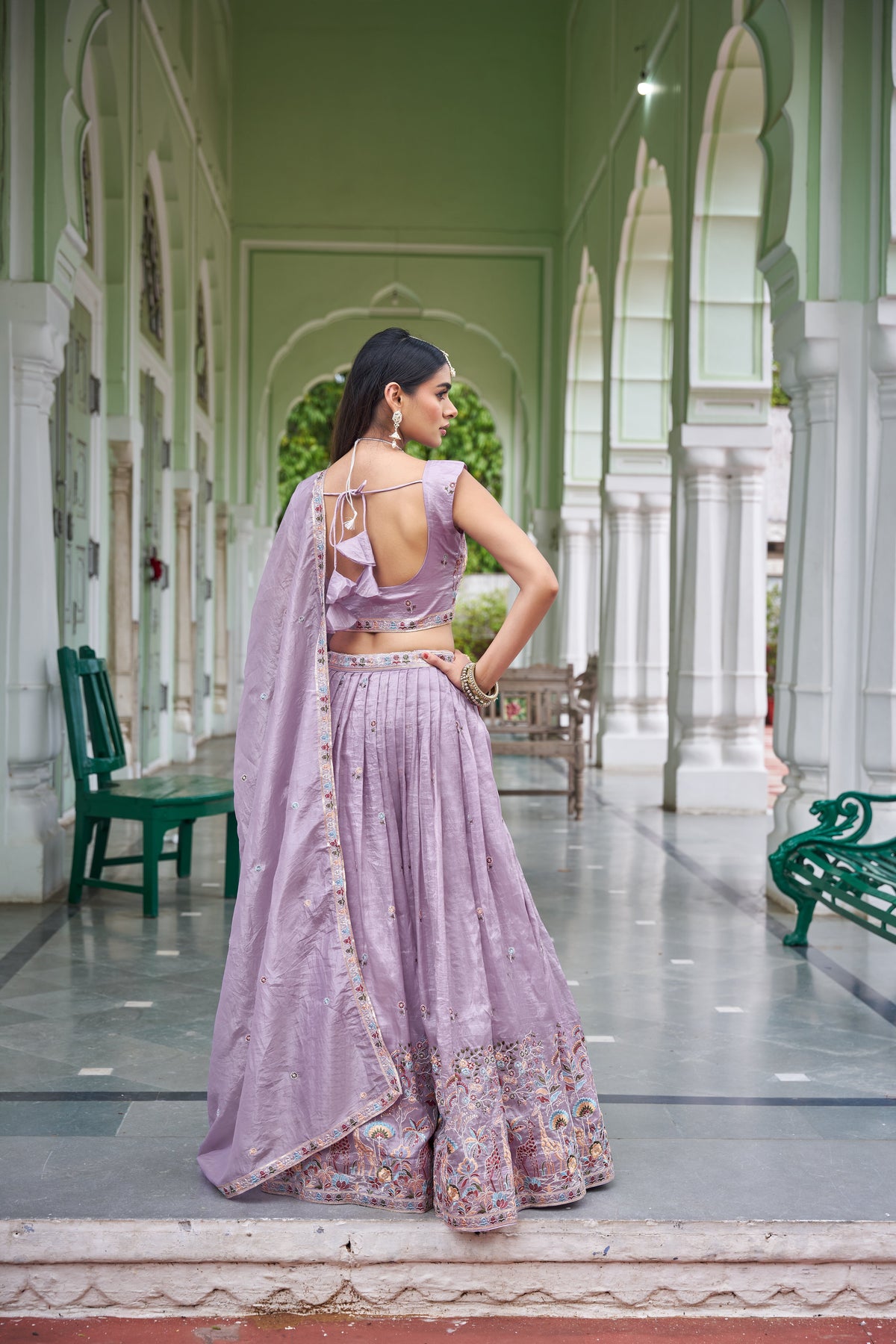 Designer Gold Crush Fabric with Rich Thread & Sequin Lehenga