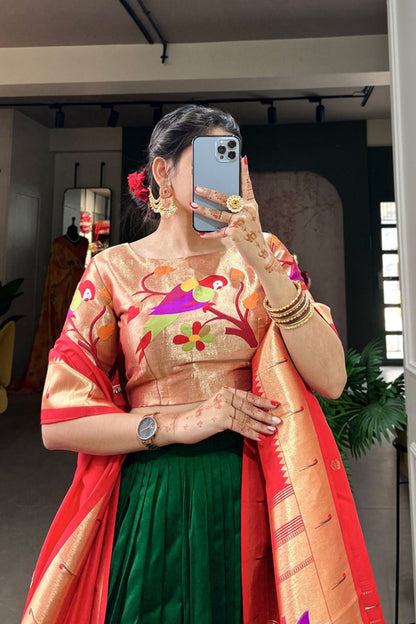 Green Paithani Silk Beautiful Lehenga Choli