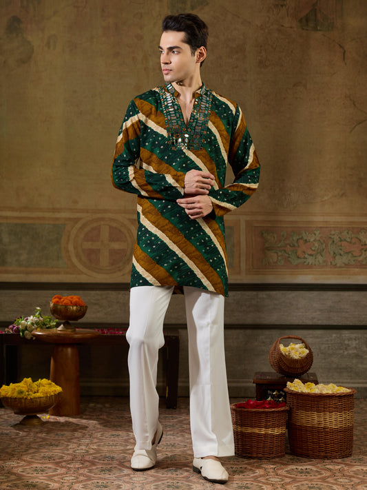 Green Rayon Mirror Kurta Set | Tulip Designer