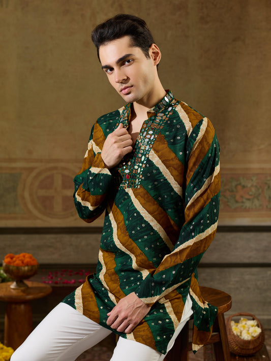 Green Rayon Mirror Kurta Set | Tulip Designer