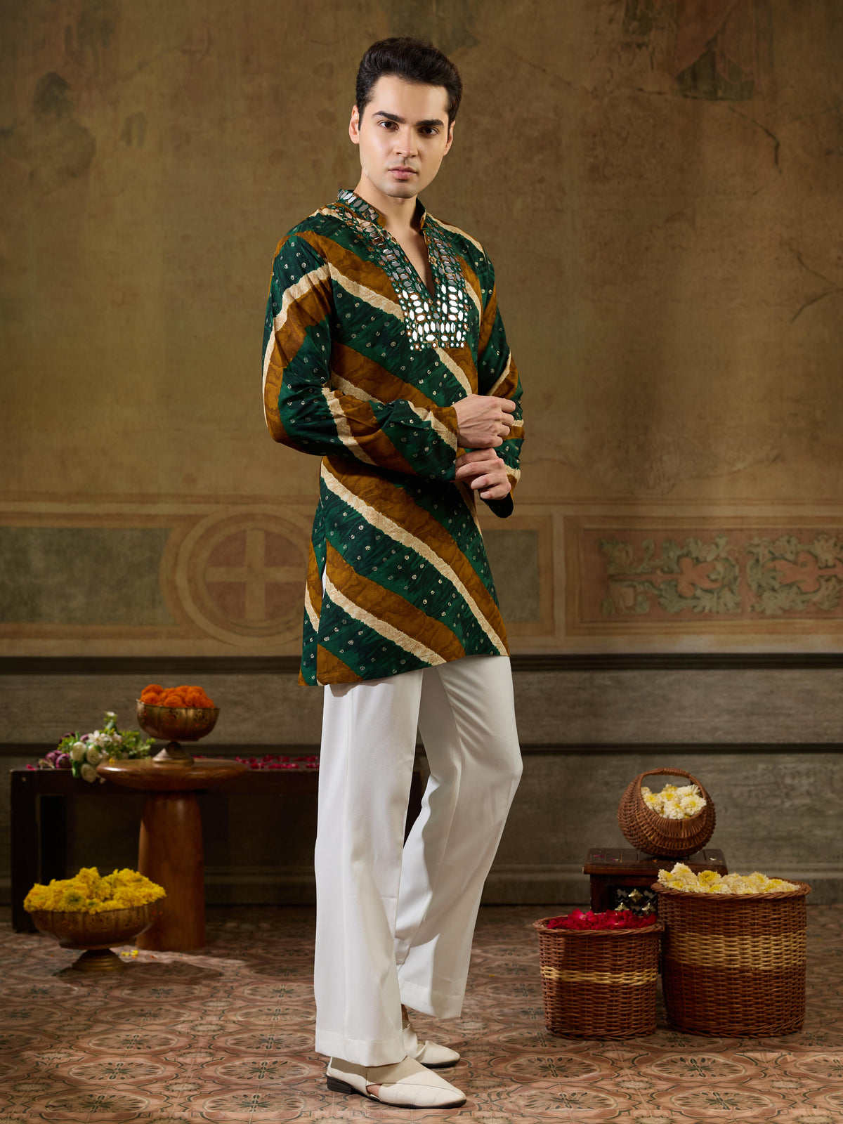 Green Rayon Mirror Kurta Set | Tulip Designer