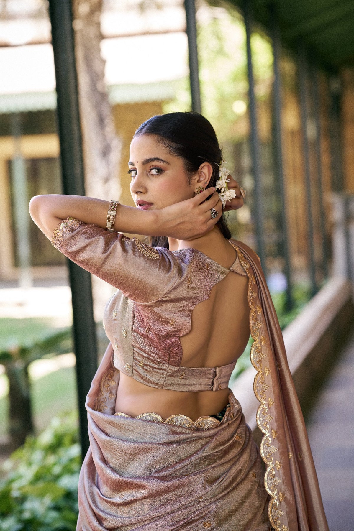 Green Tasar Silk Kalamkari Lehenga Choli with Embroidered Dupatta