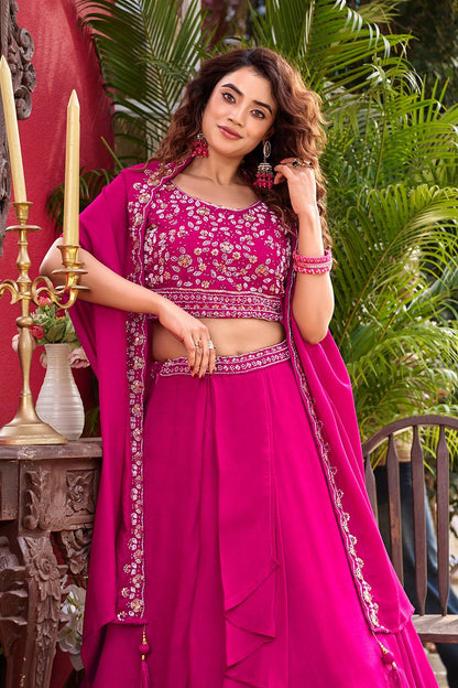 Premium Vichitra Silk Heavy Moti Beads Sequence Embroidery Lehenga Set
