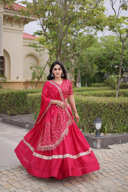 Royal Glory Satin Heavy Zari Sequins Work Lehenga Choli Set
