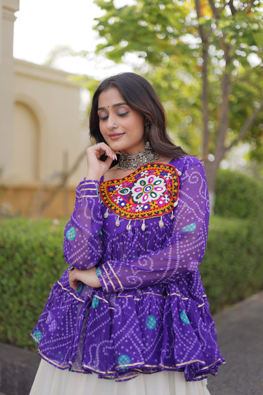 Festive Kora Cotton Bandhani Lehenga Set | Tulip Designer