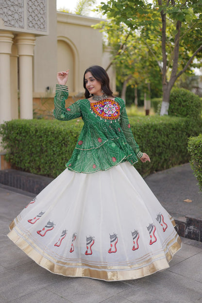 Festive Kora Cotton Bandhani Lehenga Set | Tulip Designer