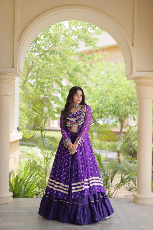 Kora Cotton Frill Stitching Bandhani Lehenga Set 