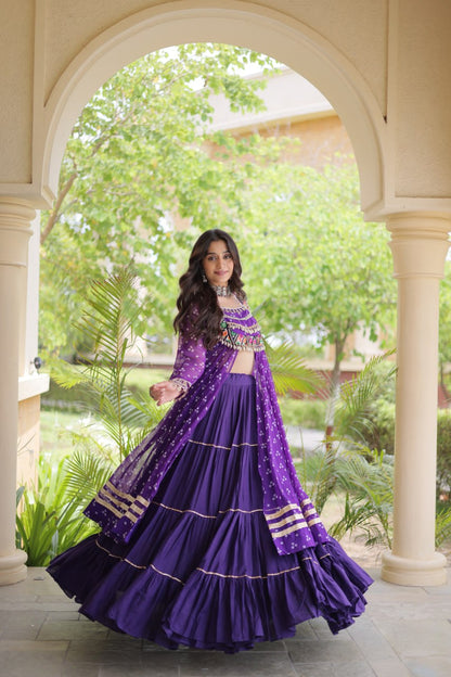 Kora Cotton Frill Stitching Bandhani Lehenga Set | Tulip Designer