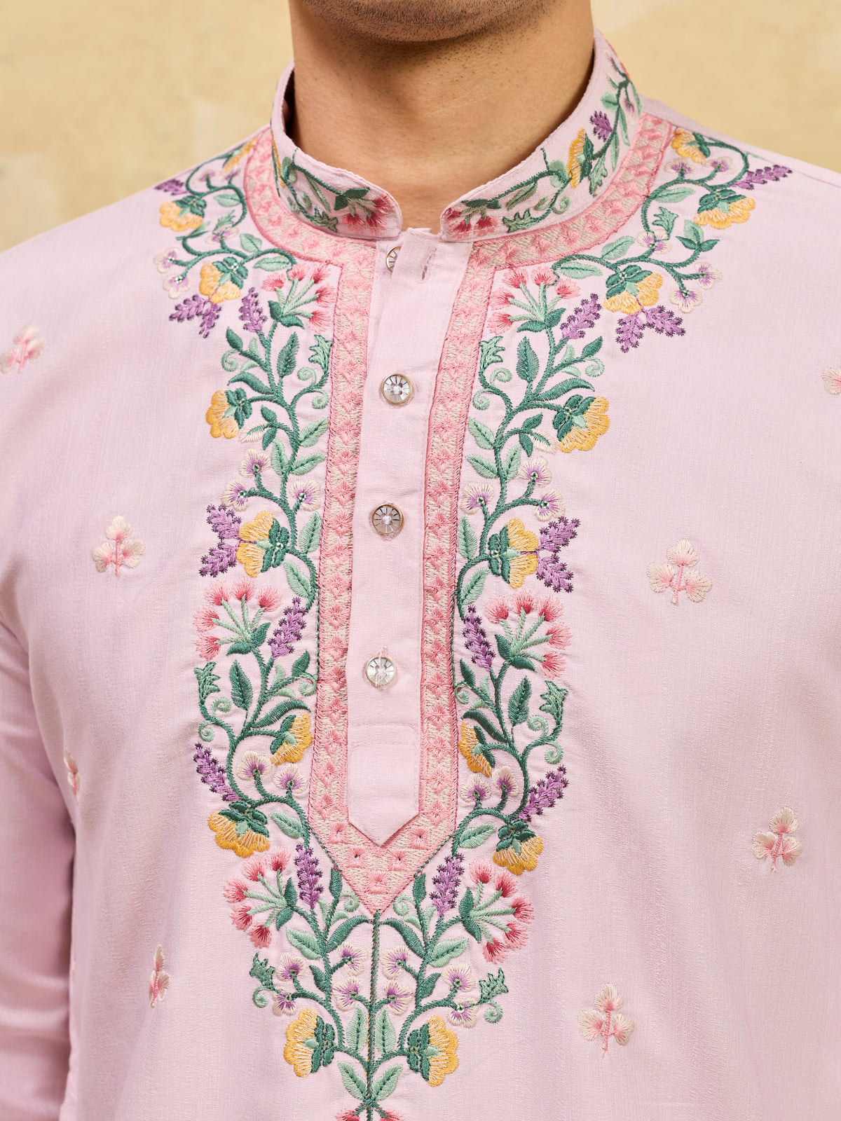 Premium Lavender Detailed Embroidered Ethnic Kurta Set