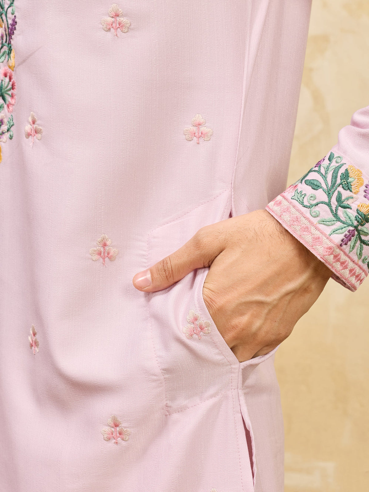 Premium Lavender Detailed Embroidered Ethnic Kurta Set