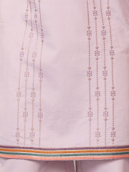 Royal Look Lavender V Neck Kurta Pant for Mens Wear