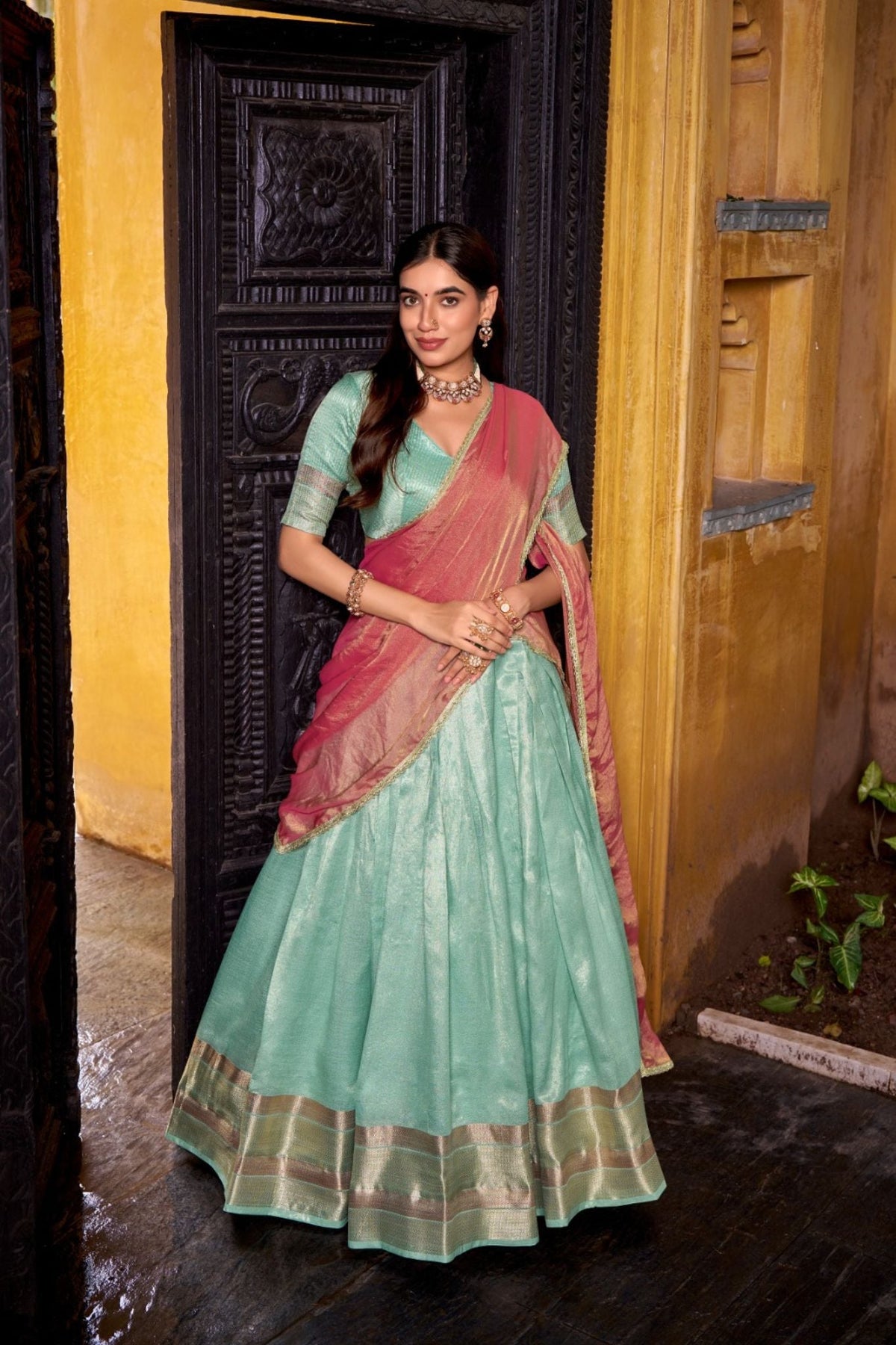 Luxury Dupion Silk Lehenga with Zari Dupatta – Wedding & Party Wear Ensemble