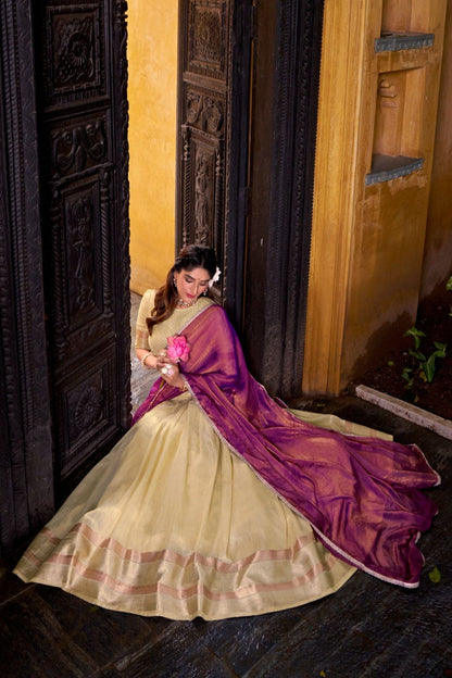 Luxury Dupion Silk Lehenga with Zari Dupatta – Wedding & Party Wear Ensemble
