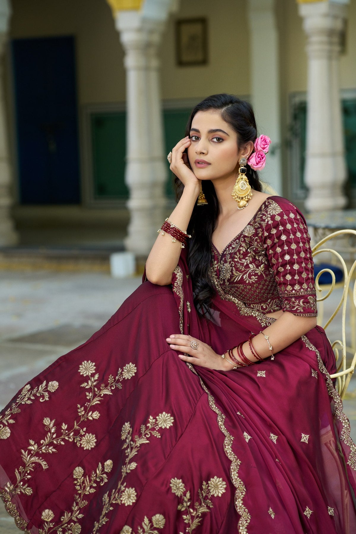 Luxury Rangoli Silk Lehenga with Embroidered Dupatta Collection