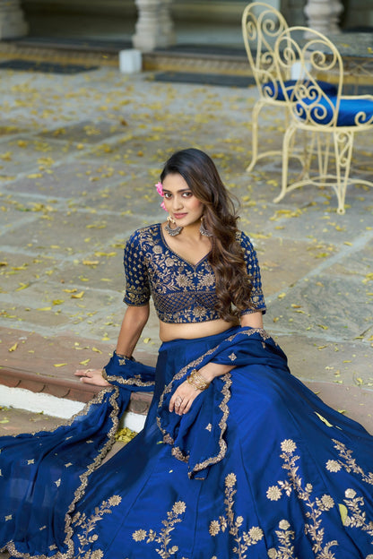 Luxury Rangoli Silk Lehenga with Embroidered Dupatta Collection