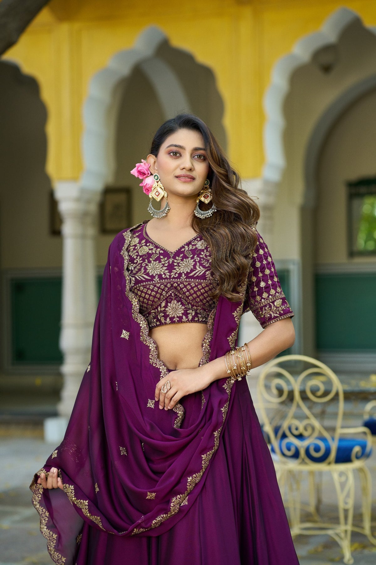 Luxury Rangoli Silk Lehenga with Embroidered Dupatta Collection