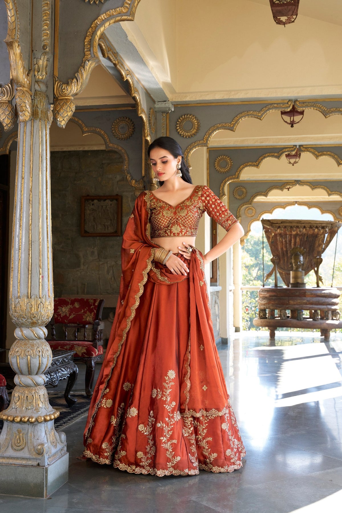 Luxury Rangoli Silk Lehenga with Embroidered Dupatta Collection 