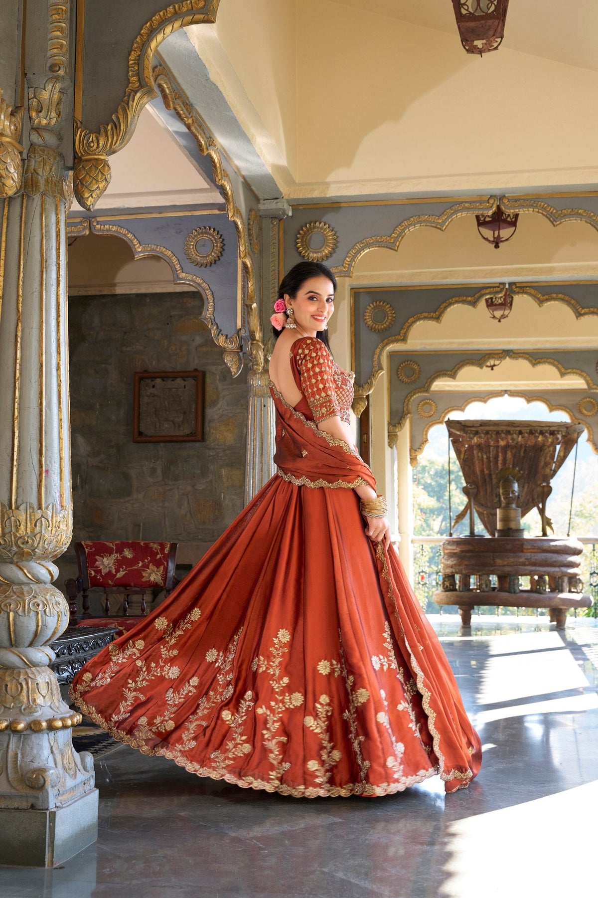 Luxury Rangoli Silk Lehenga with Embroidered Dupatta Collection