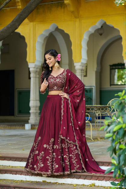 Luxury Rangoli Silk Lehenga with Embroidered Dupatta Collection